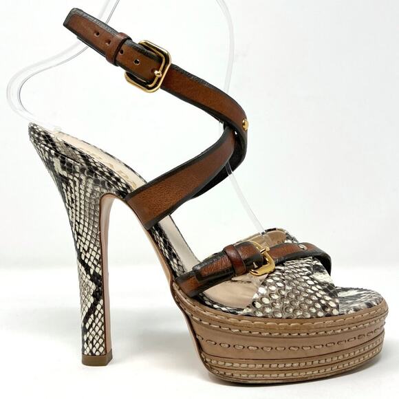 Prada Spring 2009 Python Snakeskin Platform Sandals Size 37 - Picture 4 of 10